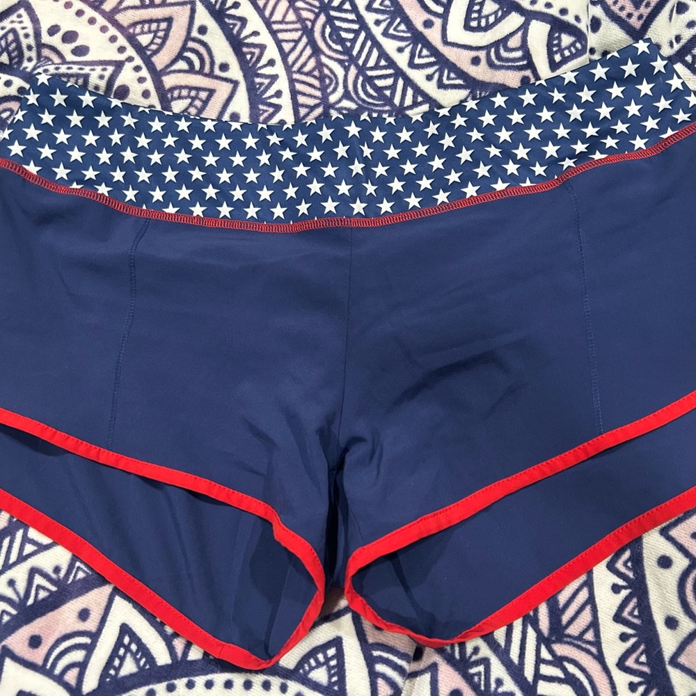 Jadelynn Brooke Blue and Red Athletic Shorts